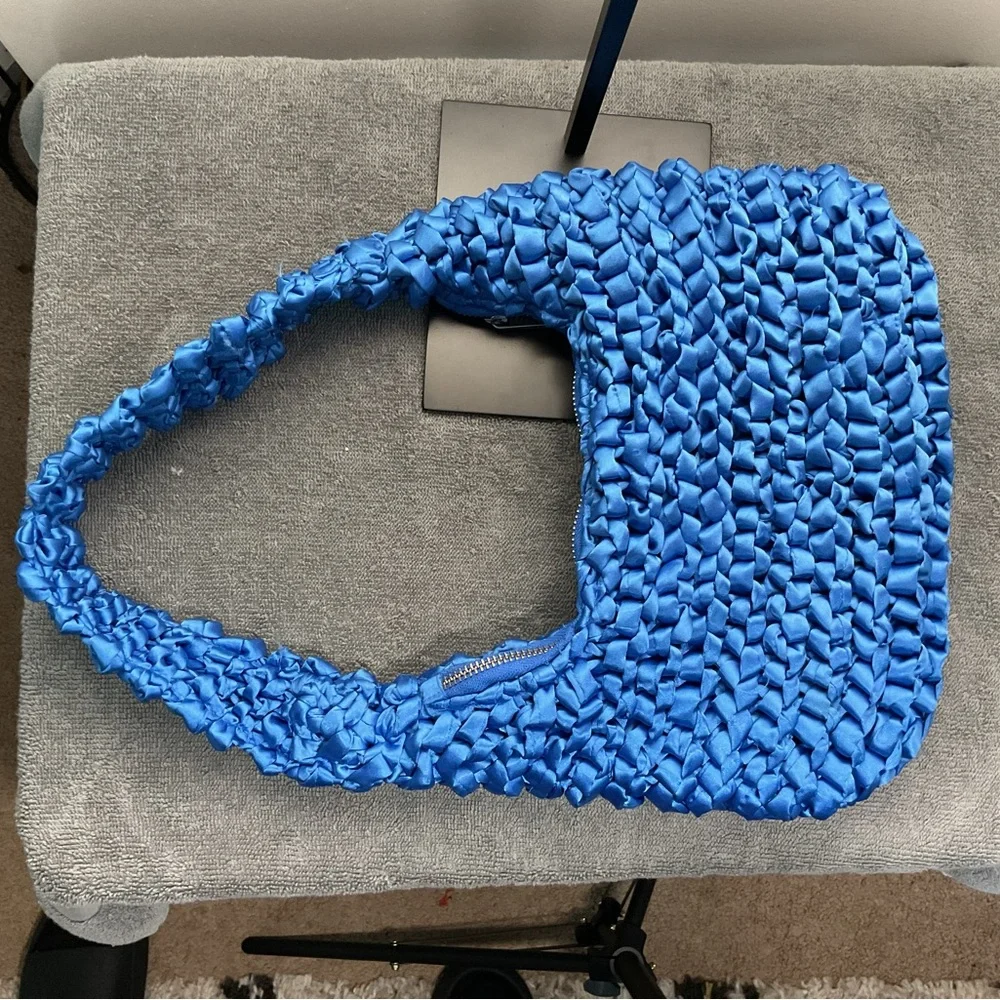Blue Ruffled Women's Bag - Picture 4 of 9